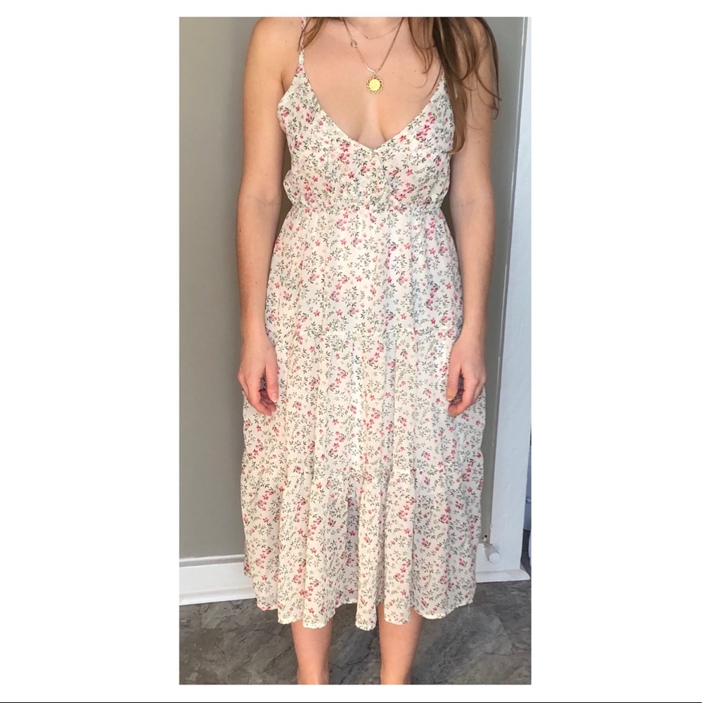 Flowing white floral dress